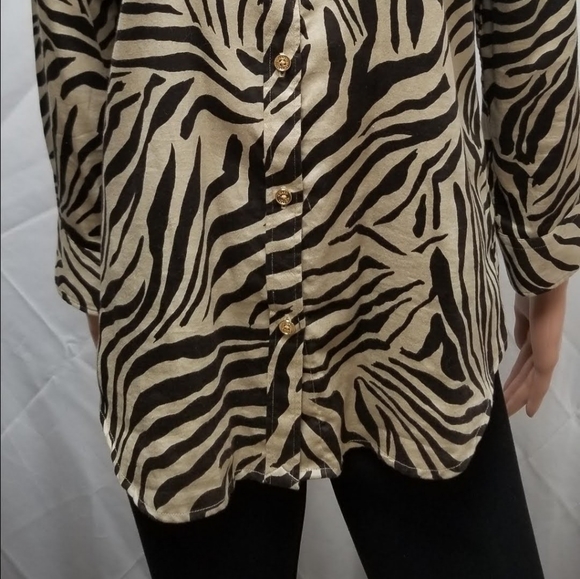 Chaps Button-Down Animal Print Blouse - Picture 7 of 9
